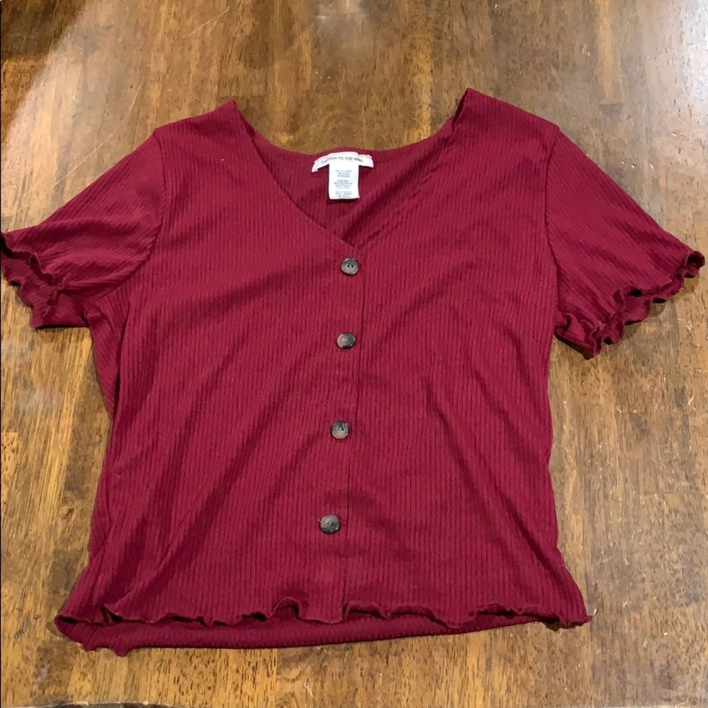 Maroon crop top with buttons